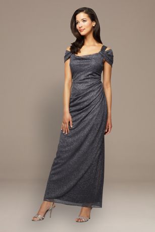 Picture of Glitter Mesh Cowl Off-the-Shoulder A-Line Dress