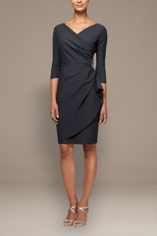 Picture of Three-Quarter Sleeve V-Neck Short Sheath Dress