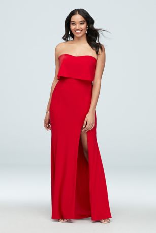 xscape strapless popover evening gown