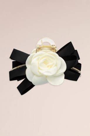 Picture of Fabric Flower and Ribbon Claw Clip