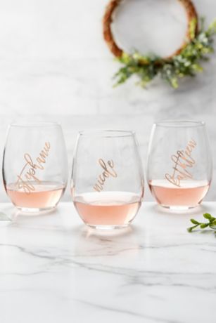 Picture of Vinyl Personalized Rose Wine Glass