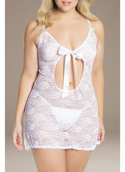 Coquette Bridal Chemise and Veil Set - The perfect pairing for your wedding night, this