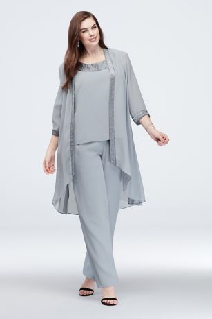 chiffon plus size pant suits