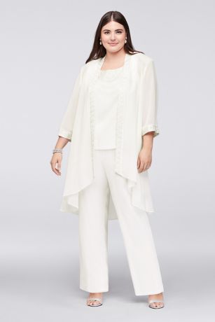 Plus Size Chiffon Pantsuit with High-Low Jacket | David's Bridal