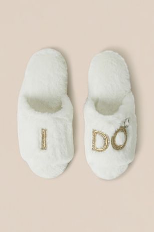 Picture of Faux Fur I Do Bridal Slide Slippers