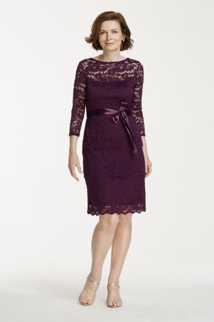 Picture of Short 3/4 Sleeve Tiered Floral Lace Dress