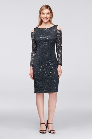 cold shoulder sequin party dress