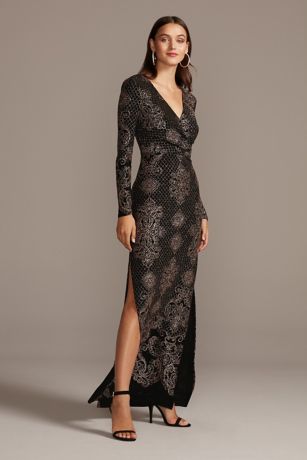 black glitter long sleeve dress