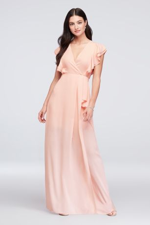 david's bridal faux wrap chiffon bridesmaid dress