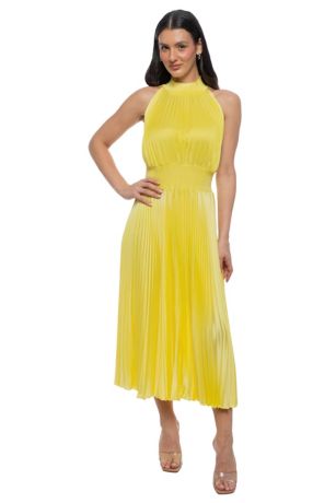 Picture of Sleeveless Pleated High-Neck Midi Dress