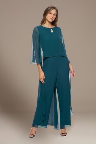Picture of Chiffon Jumpsuit with Keyhole and Sheer Sleeves