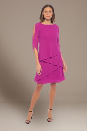 Picture of Three-Quarter Sleeve Tiered Short Dress