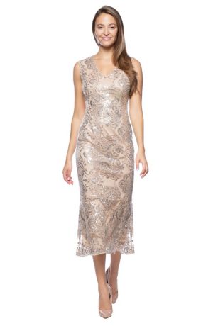 Picture of V-Neck Sleeveless Sequin Midi Dress