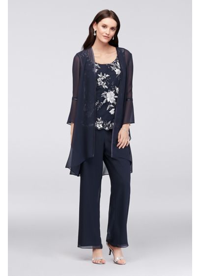 Floral Embroidered Georgette Pantsuit and Jacket | David's Bridal