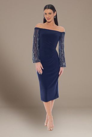 Picture of Off-the-Shoulder Midi Dress with Beaded Sleeves