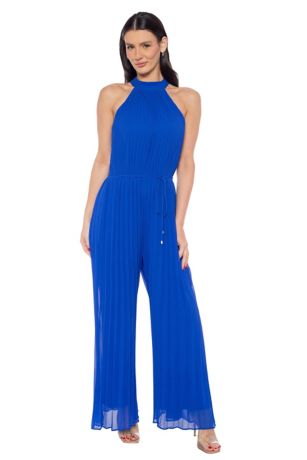 Picture of Crepe Chiffon High-Neck Pleated Jumpsuit