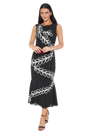 Picture of Sleeveless Chiffon Midi Dress with Soutache Detail
