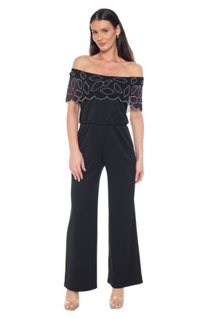 Picture of Beaded Off-the-Shoulder Scuba Crepe Jumpsuit