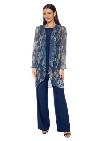 Picture of Jersey Pantsuit with Sheer Floral Print Jacket