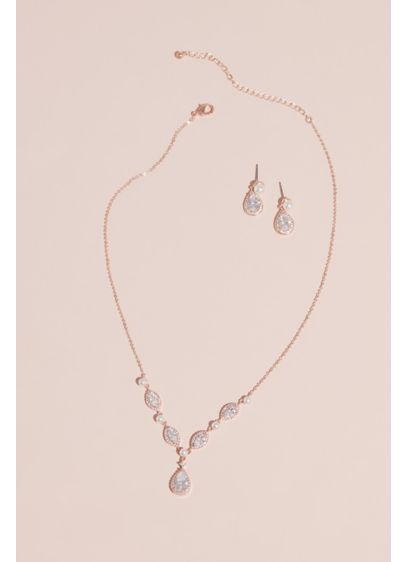 Cubic Zirconia And Pearl Necklace And Earring Set David S Bridal