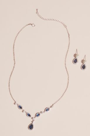 Picture of Cubic Zirconia and Pearl Necklace and Earring Set