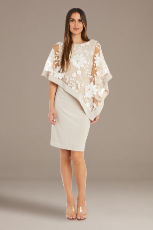 Picture of Short Sheath Dress with Embroidered Capelet