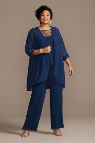 dusty blue pantsuit