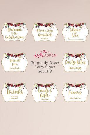 Picture of Burgundy Blush Floral Party Decor Sign Kit