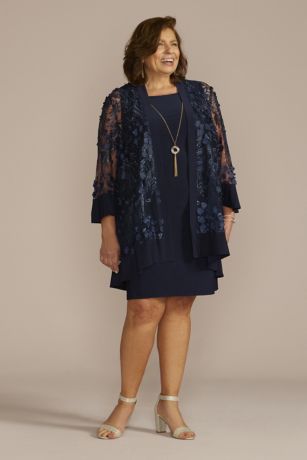 Picture of Jersey Sheath with Floral Jacket and Necklace