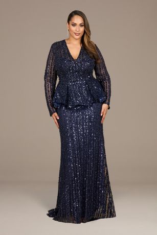 Picture of Long Sleeve Beaded Peplum Dress
