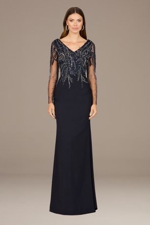 Picture of Lara Illusion Long Sleeve Beaded Mermaid Dress