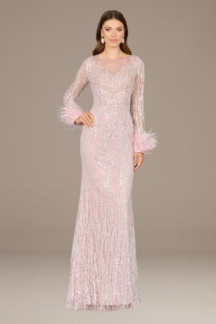 Picture of Lara Long Sleeve Embroidered Dress with Feathers