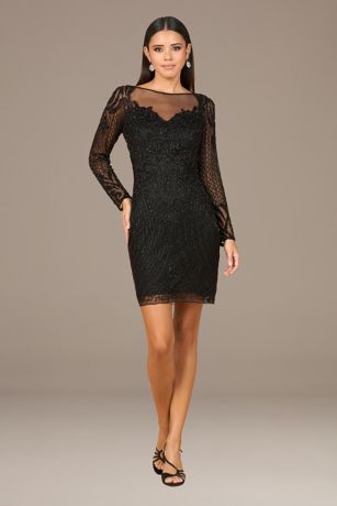Picture of Lara Long Sleeve Illusion Sheath Short Dress
