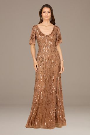 Picture of Lara Beaded Mermaid Dress with Cape Sleeves