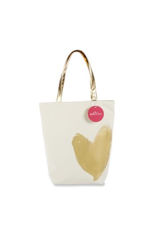Picture of Metallic Gold Heart Canvas Tote Bag