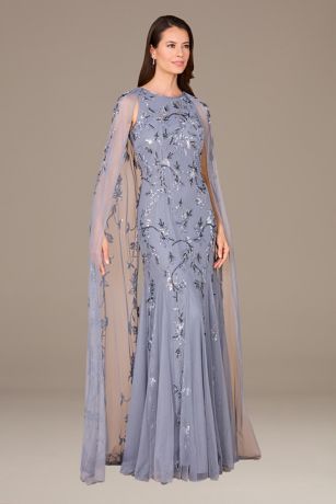 Picture of Lara Beaded High Neck Mermaid Dress with Cape