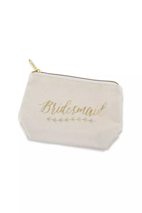Gold Foil Bridesmaid Canvas Makeup Bag Image 1