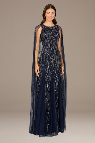 Picture of Lara Beaded High Neck Tank Dress with Cape