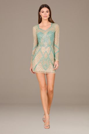 Picture of Lara Long Sleeve Beaded Cocktail Dress