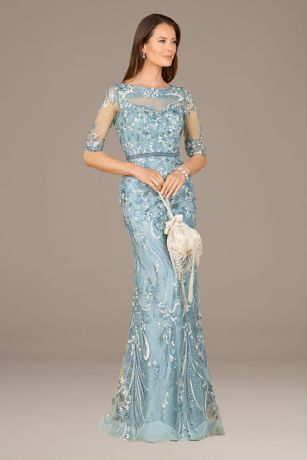 Picture of Lara Illusion High Neck Embroidered Mermaid Dress