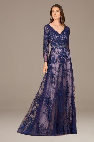 Picture of Lara V-Neck Long Sleeve Embroidered Dress