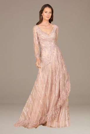 Picture of Lara Embroidered V-Neck Dress with Feathers