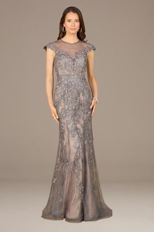 Picture of Lara Cap Sleeve Embroidered Mermaid Dress