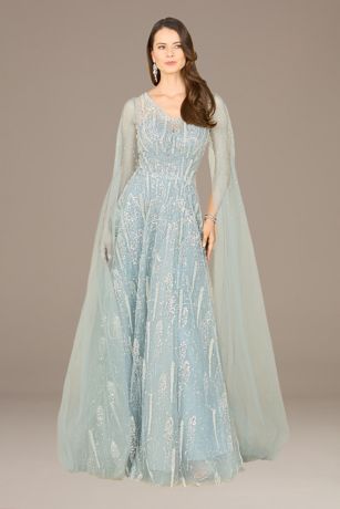 Picture of Lara Embroidered Ball Gown with Cape Sleeves