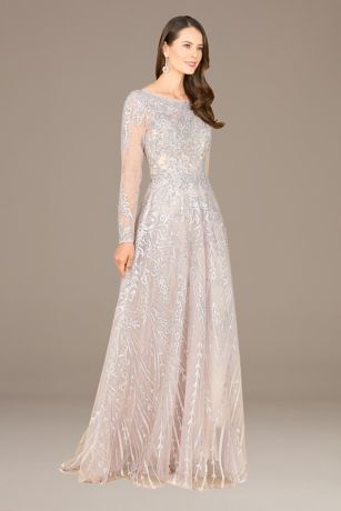 Picture of Lara High Neck Long Sleeve Embroidered Ball Gown