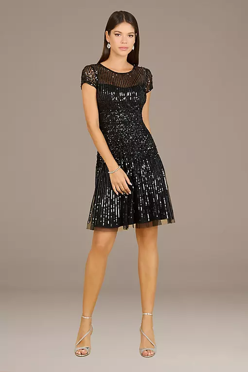 evening formal short black dress V Neck Beaded Black Lace Satin Prom Dresses, Short Black Formal Gradua – morievent