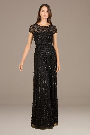 Picture of Lara A-Line Short Sleeve Beaded Floral Gown