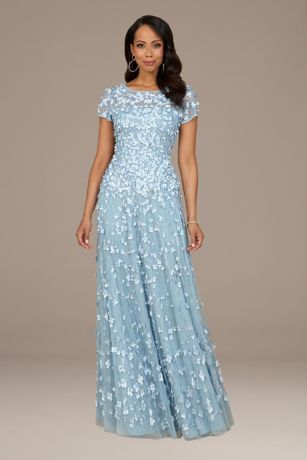 Picture of Lara A-Line Short Sleeve Beaded Floral Gown