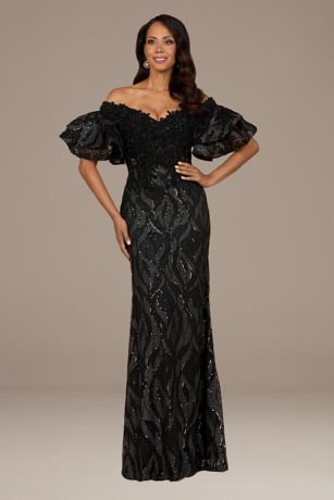 Picture of Lara Embroidered Mermaid Gown with Tiered Sleeves