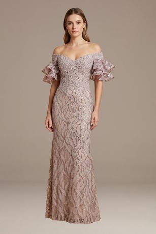 Picture of Lara Embroidered Mermaid Gown with Tiered Sleeves
